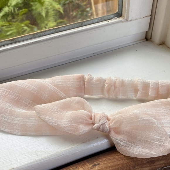 Anthropologie Pink Plaid Bow Headband - Picture 1 of 6